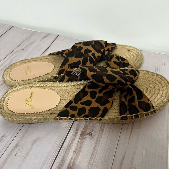 J. Crew Cheetah Animal Print Slip on Espadrille Sandals - Picture 2 of 7